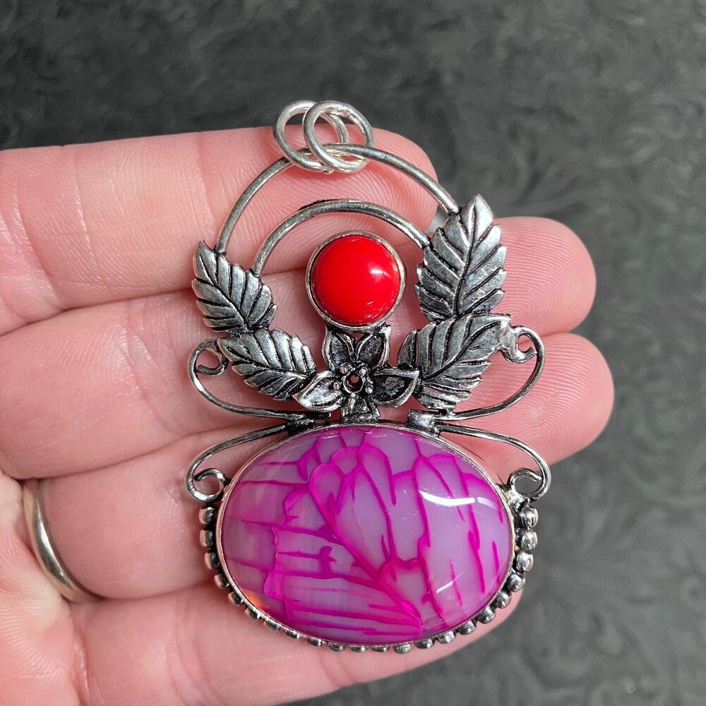 Fairycore Floral Dragon Veins Agate Pendant Stone Crystal Jewelry